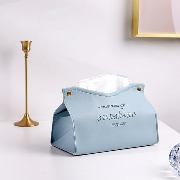 CSCHome Tissue Box Living Room Dining Room Solid Color Napkins Storage Box Waterproof and Moisture-Proof (Light blue)
