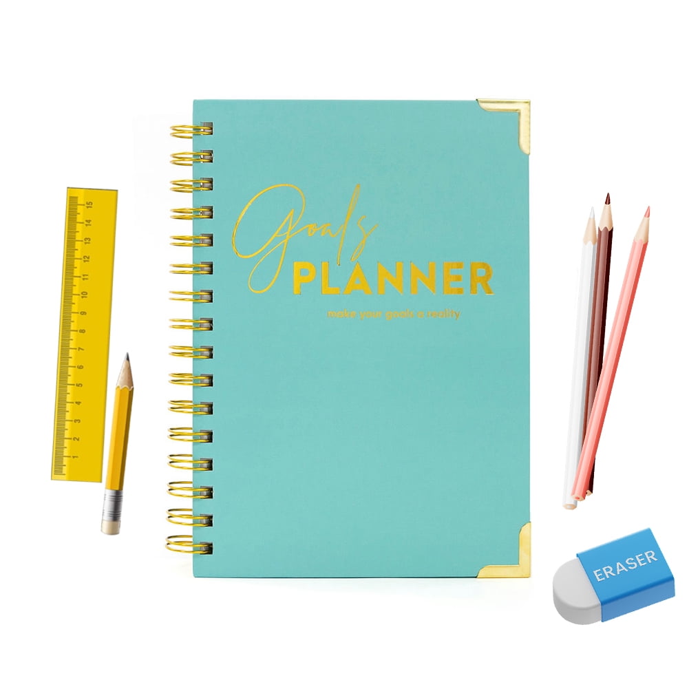 CSCHome Durable Planner 2023-2024, Coil A5 Notebook, 2023-2024 Weekly & Monthly Planner with Metal Corner Protectors, Flat 180° Spreadable for Daily Use