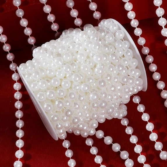 CSCHome Plastic Round Pearl Connecting Bead Rolls Living Room Home Holiday Wedding Decor 4.5X3.6in