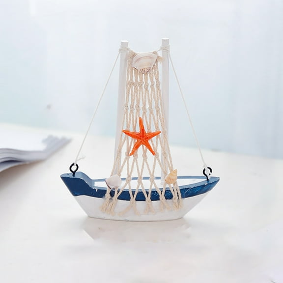 CSCHome Pretty Beach Fishing boat Theme Party Decoration Wooden Fishing Net Sailboat Ornaments