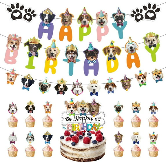 CSCHome Puppy Birthday Party Decorations, Dog Birthday Party Supplies Banner, Theme Party Decorations Hanging Banner