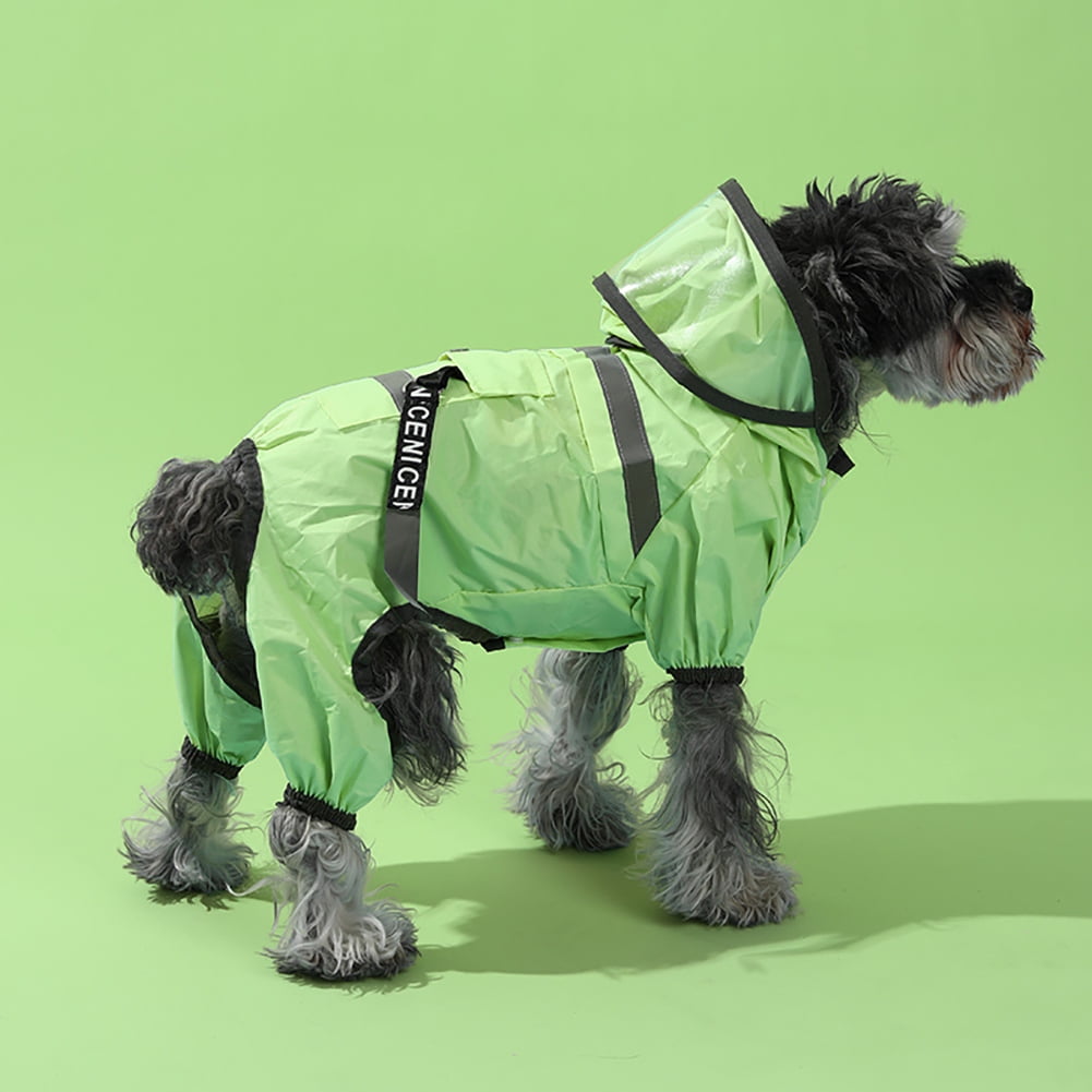 Dog Reflective Raincoat Waterproof Dog Raincoat With Hood 4-Leg