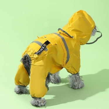 CSCHome Puppy Dog Raincoat, Dog Four-Legged Rain Jacket Hooded with Pocket and Leash Hole for Small Medium Dogs(Yellow)