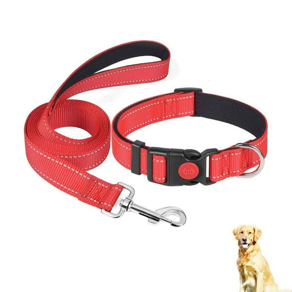 CSCHome Reflective Dog Collar Leash Set Adjustable Collar Leash Pet Collar Durable Comfortable Pet Dog Collar Suitable for Small Medium-Sized Pets