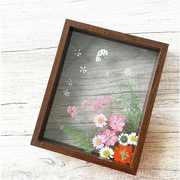 CSCHome Glass Photo Frames, Specimen Display Frames, Double-Sided Glass, Wooden Storage Boxes, House Decorations(Brown)