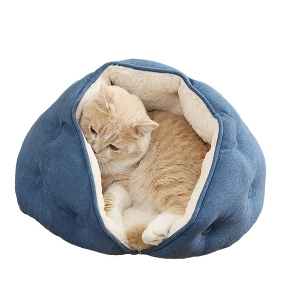 CSCHome Round Soft Plush Fluffy Dog Bed Donut Round Calming Anti-Anxiety Pet Bed Washable Pet House Cave Bed for Indoor Kitty