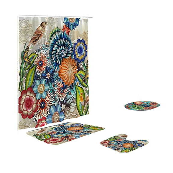 CSCHome Shower Curtain Set Bathroom Shower Curtain Shower Curtain Rug Set Waterproof and Mildew Resistant