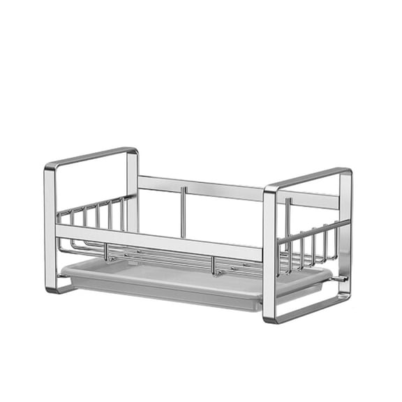 CSCHome Stainless Steel Dish Drying Rack Dish Rack with Drain Pan Keeps Countertops Dry Sink Caddy 3.5x7.2x3.9inch (Silver)