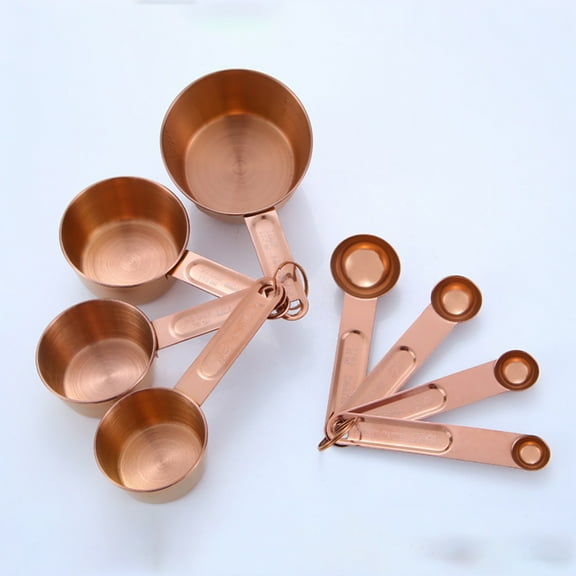 CSCHome Stainless Steel Measuring Cups,Measuring Cup Spoon Set,Kitchen Accessories 8 PCS(Rose Gold)