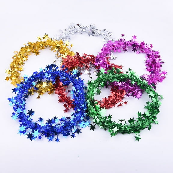 CSCHome Star Wire Garland with Wire Small Star Rope Decoration for Christmas Tree Party Decoration, Holiday Decorations