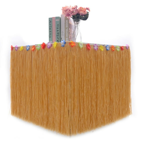 CSCHome Table Skirt 9ft Grass Table Skirt for Hawaiian Party Theme Tropical Birthday Party Decorations Supplies (Grass)