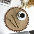 thumbnail image 1 of CSCHome Tableware Mat Round Placemats Anti-Slip and Anti-Scald Cotton Coaster Easy to Clean Table Place Mats (Brown), 1 of 6