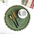 thumbnail image 1 of CSCHome Tableware Mat Round Placemats Anti-Slip and Anti-Scald Cotton Coaster Easy to Clean Table Place Mats (Green), 1 of 6