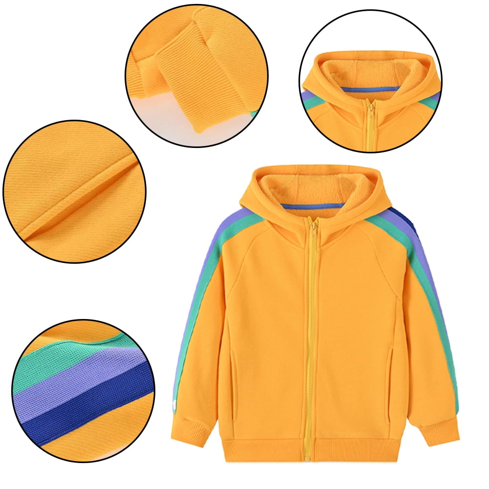 CSCHome Toddler Baby Boy Girl Hooded Sweatshirt Zip up Solid Color