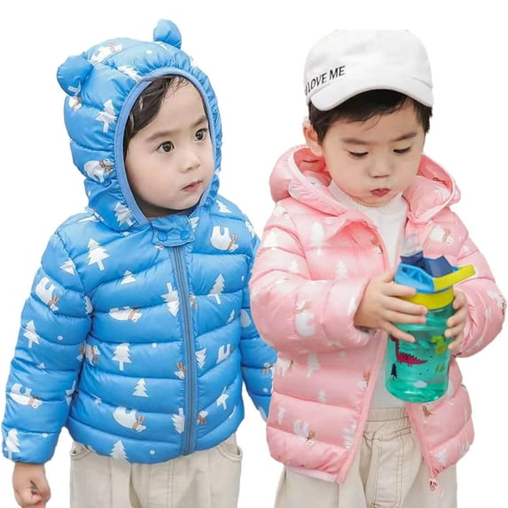 CSCHome Toddler Baby Boys Girls Bear Hoods Down Jacket Infant Hooded Warm Down Jacket Outwear Kid Clothing Light Puffer Padded Outwear 1-5T