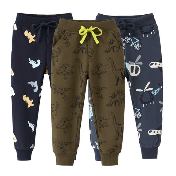 CSCHome Toddler Boys Cartoon Sweatpants Kids Cotton Pants Jogger Pants Autumn Winter Sweatpants for 2-7Y