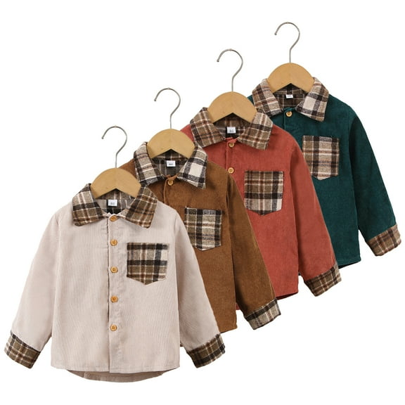 CSCHome Toddler Kids Boys Shirt Jacket 1-7T Long Sleeve Button down Tops Jacket Shacket Jacket Spring Autumn Coat Clothes