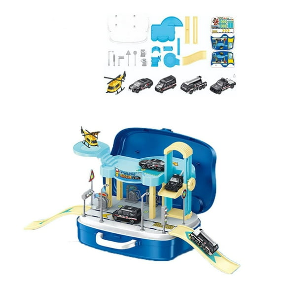 CSCHome Toddler Racing Car Toys, Rail Car Parking Garage Toy Set for Children 3 4 5 6 Years Old(Blue)