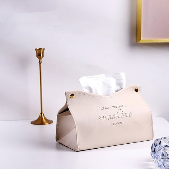 CSCHome V-Port Tissue Box,Dining Room Trendy Solid Color Tissue Organizer 8.7x4.7x5.9inch(White)