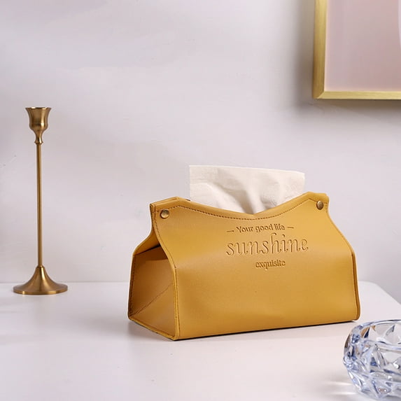 CSCHome V-Port Tissue Box,Dining Room Trendy Solid Color Tissue Organizer 8.7x4.7x5.9inch(Yellow)