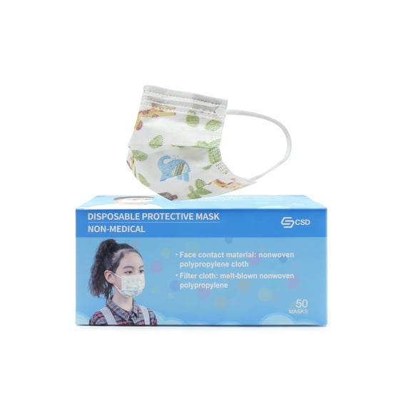 CSD Disposable Kids Face Mask 50 PC, sterilized and with quality fabric for multi-layer protection and cute color patterns