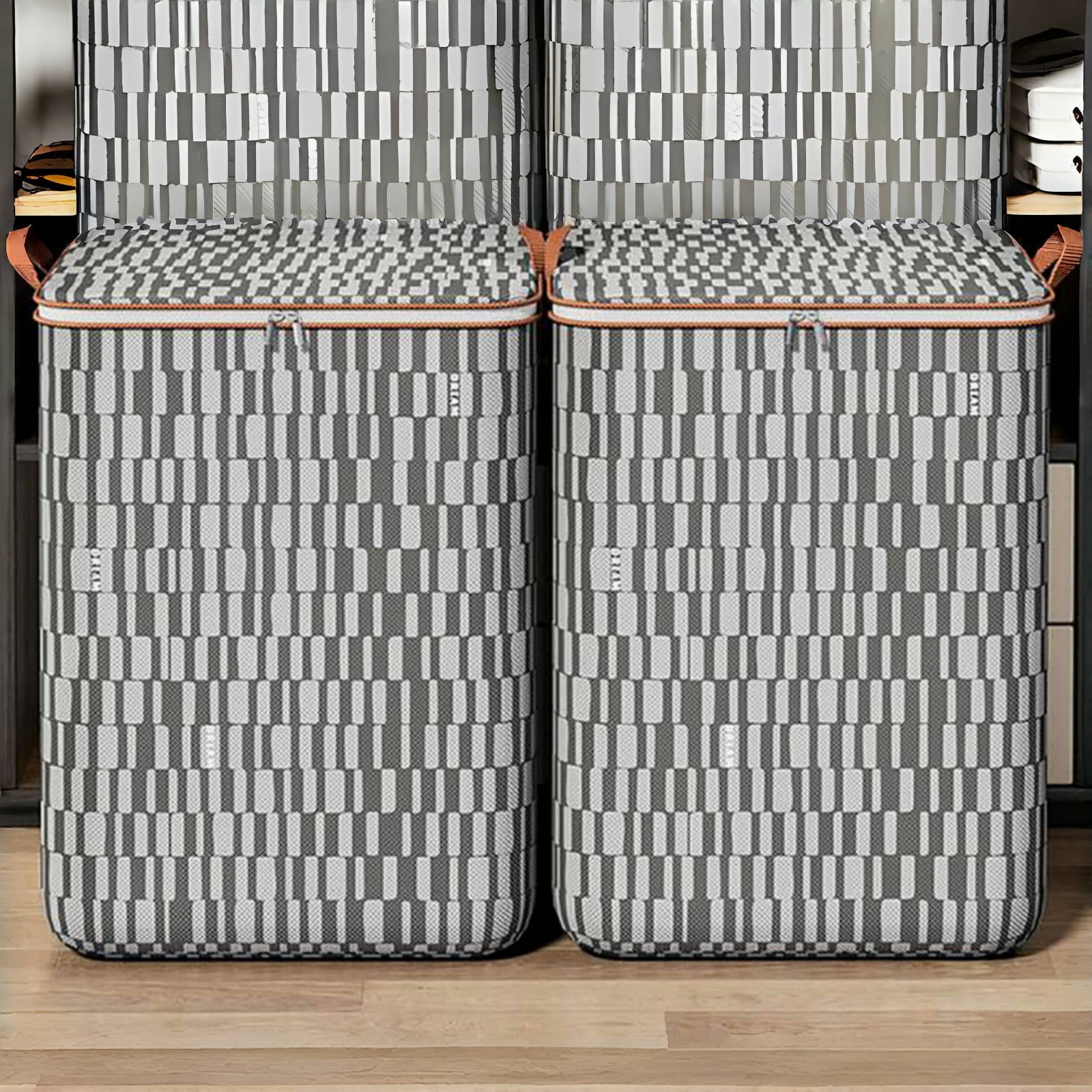 CSEONE Clearance 2Pcs L Storage Bins with Lids Non-woven Zipper Storage Bag Foldable Moving Quilt Storage Basket Travel Large-capacity Clothing Storage Bag Organizers for Pillows Blankets Storage
