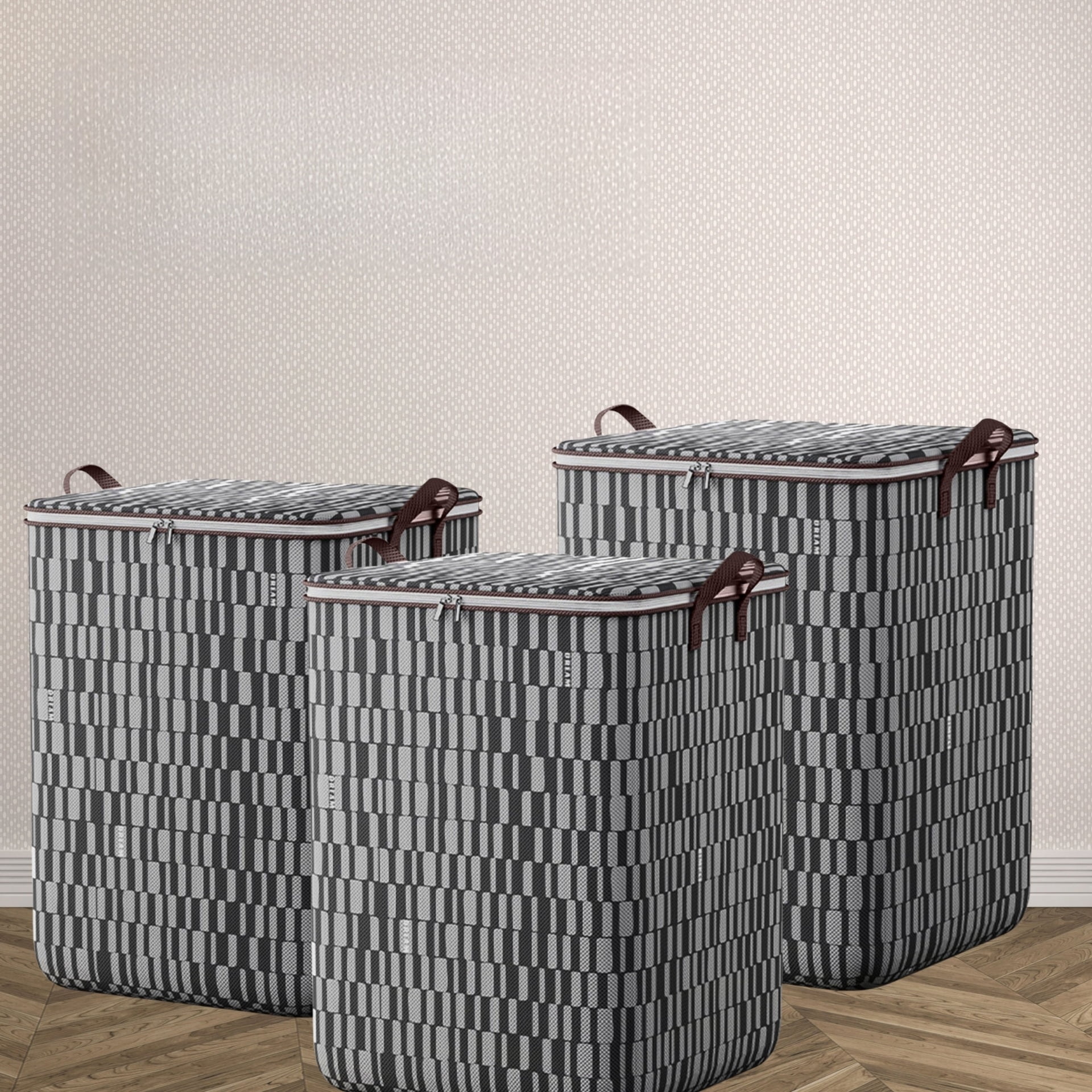 CSEONE Clearance 3Pcs L Storage Bins with Lids Non-woven Zipper Storage Bag Foldable Moving Quilt Storage Basket Travel Large-capacity Clothing Storage Bag Organizers for Pillows Blankets Storage