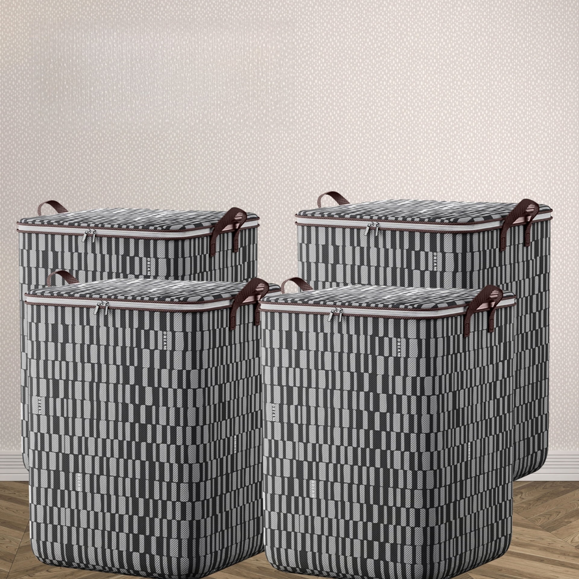 CSEONE Clearance 4Pcs L Storage Bins with Lids Non-woven Zipper Storage Bag Foldable Moving Quilt Storage Basket Travel Large-capacity Clothing Storage Bag Organizers for Pillows Blankets Storage