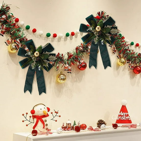 karymi Fabric bow Christmas pendant glutinous powder multi layer Christmas tree ornaments decoration high end scene layout props Christmas Decorations Indoor House Decor Christmas Ornaments