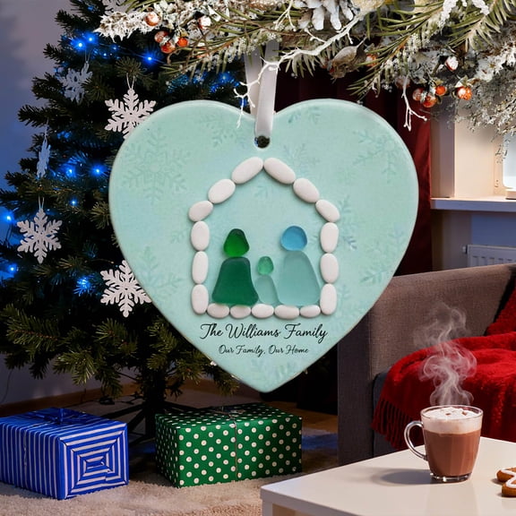 karymi Handmade Sea Glass Friendship Heart Ornament 8cm Recycled Glass Home Decor Friendship Gift Beach Theme Souvenir Bedroom Decor Living Room Decor Living Room Decor