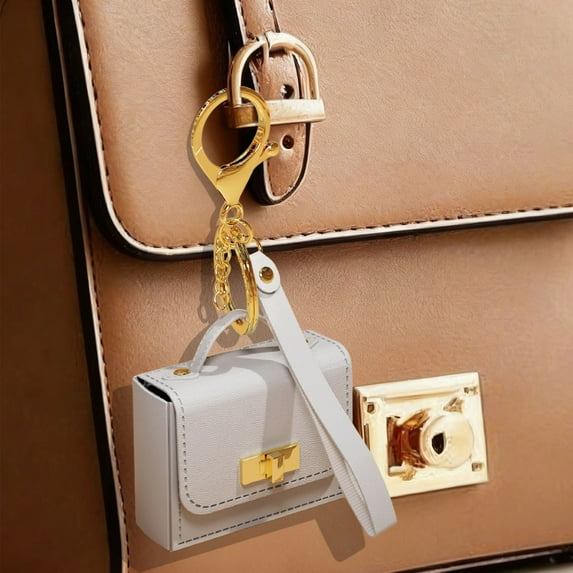 CSEONE Leather Key Chain Pouch with Strap 5.12x3.15 Inch Coin Purse Earphone Case Multi Color PU Synthetic Leather Bag Accessory Gift Ideas Christmas Party Favors Christmas Decorations