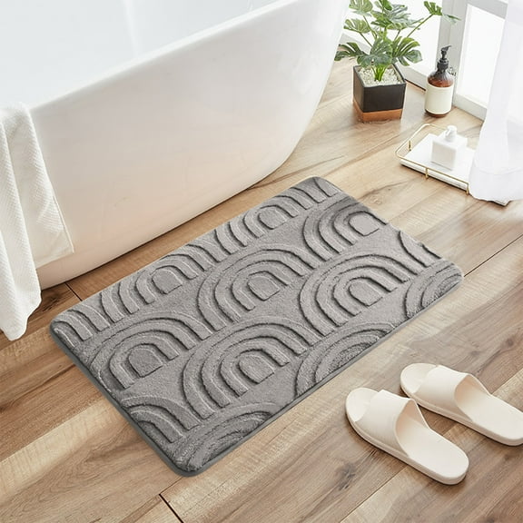 karymi Thickened Soft and Comfortable Entrance Mat Bathroom Nonslip Mat Toilet Door Kitchen Water Absorbent Home Foot Mat Gray 16x24in Room Decor Holiday Gifts Christmas Party Supplies