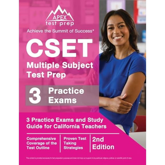 Pre-Owned CSET Multiple Subject Test Prep: 3 Practice Exams and Study Guide for California Teachers [2nd Edition] (Paperback) 1637753020 9781637753026