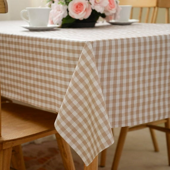 32" × 48" Rectangular Waterproof and Stain-Resistant Plastic Tablecloth - Khaki and Green, Easy to Clean, Perfect for Dining Tables, Parties, Birthdays, and Weddings