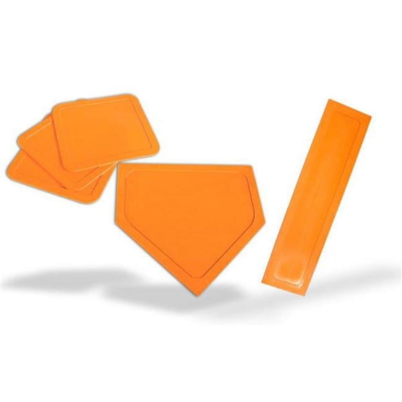 CSI 030382 Throw Down Bases with Home Plate & Pitchers Plate - Set of 5, Orange