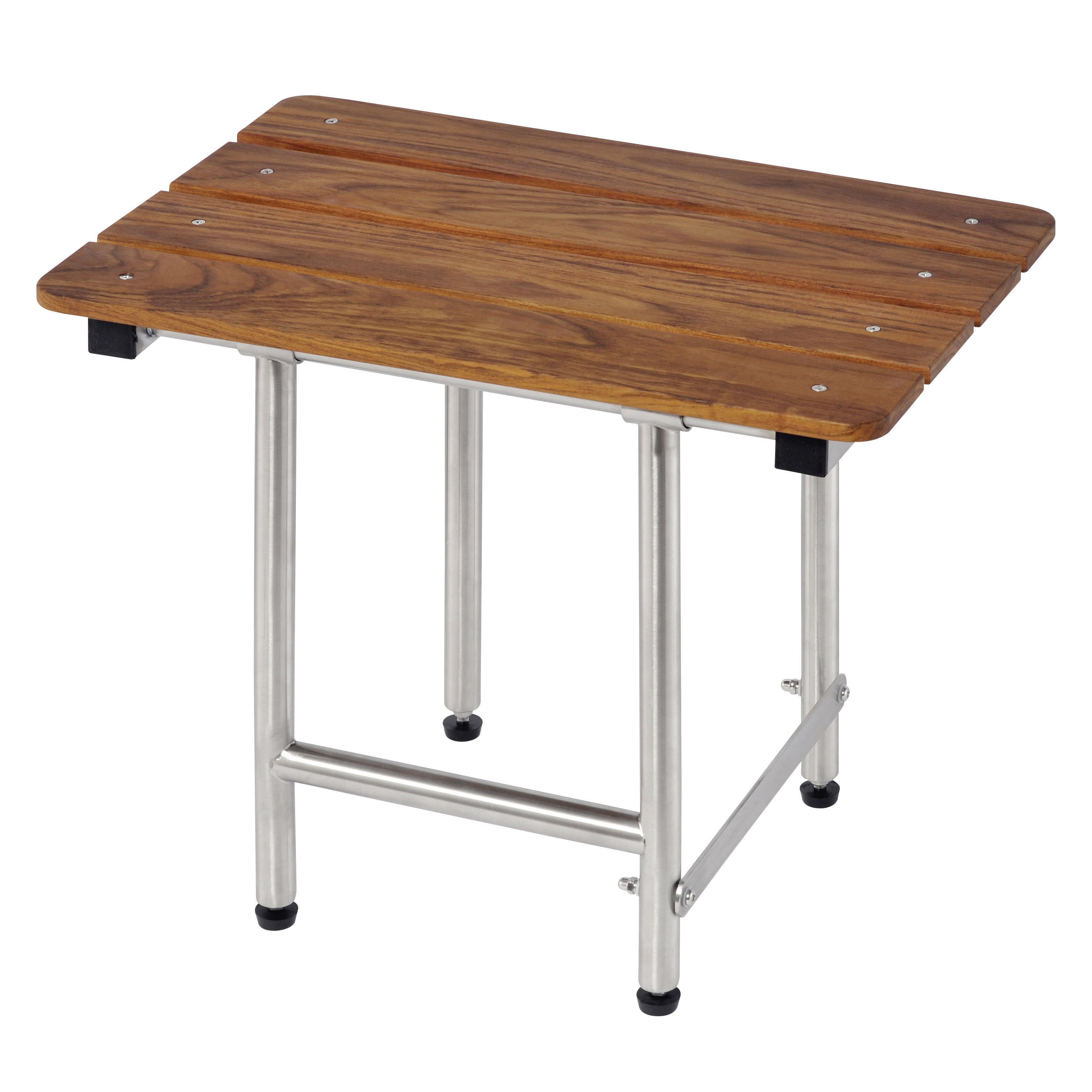 CSI Bathware 22 in W x 16 in D Rectangle Teak Slat Folding Shower Seat