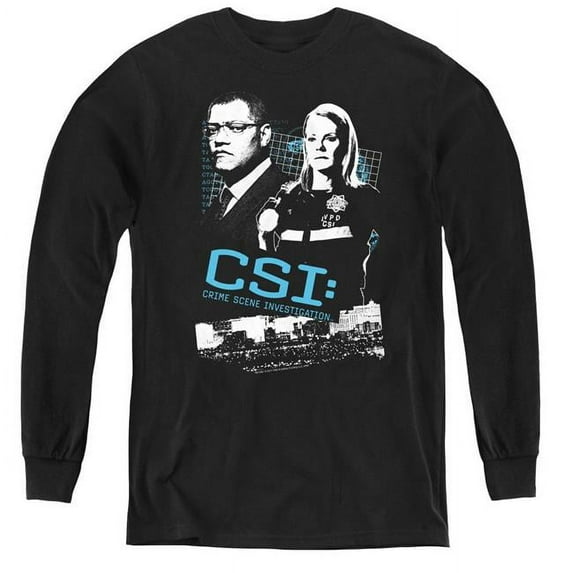 CSI & Investigate This - Youth Long Sleeve Tee, Black - Extra Large