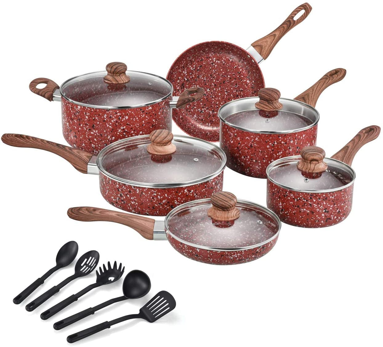 Stone non-stick cookware set full set of household deep frying pan wok milk  pan combination induction cooker pot - AliExpress