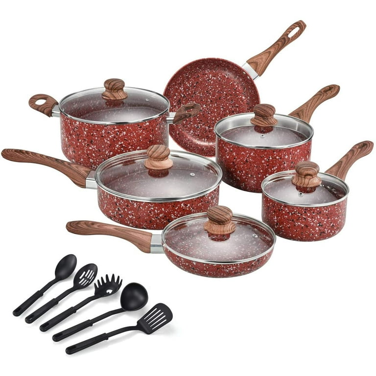 KOCH SYSTEME CS CSK Nonstick Cookware Set-Nonstick frying pans,Red Granite  Cookware with Derived Coating,induction pot&pan set, Bakelite Handle and  Multi-Ply Bo…