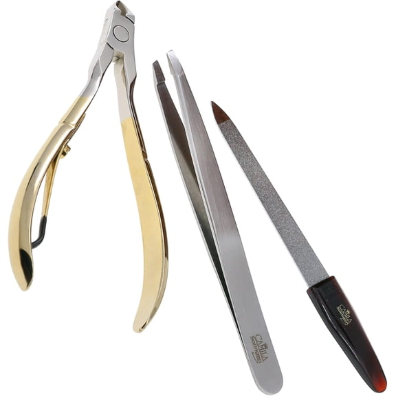 CSK2 Pedicure and Manicure Set with Nail File, Cuticle Trimmer and Tweezers for Perfect Cuticle Care and for Nose and Eyebrow Hair Cutter, Perfect Pedicure Tools and Skin Tag Remover
