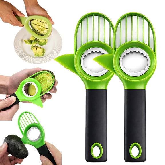 CSONGAZA 3 in1 Avocado Tool Split, Pit, and Slice, Avocado 3 Piece Set, Includes Avocado Slicer, Cutter and Airtight Storage Container,Kitchen Gadget (2 pcs)