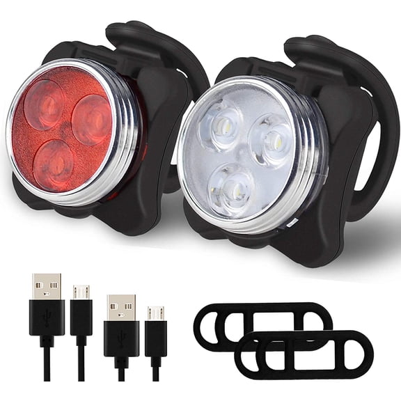 CSONGAZA Bike Light Set, Super Bright USB Rechargeable Waterproof Mountain Road Safety & Easy Mount LED Bicycle Lights, USB Cycling Front & Rear Light