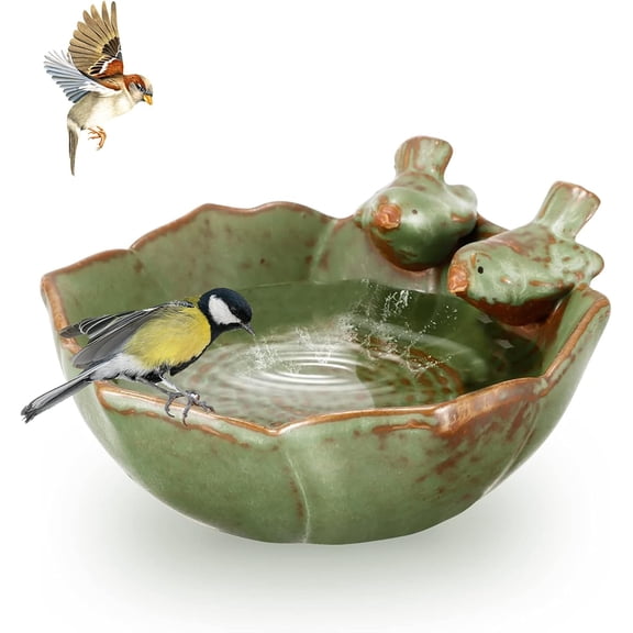 CSONGAZA Bird Feeders for The Garden, Bird Bath Bowl, Retro Finish Bird Food Container Holder Fruit Plate Bird Feeder Birdbath Bowl for Garden Aquarium Backyard Outdoor Indoor Decor