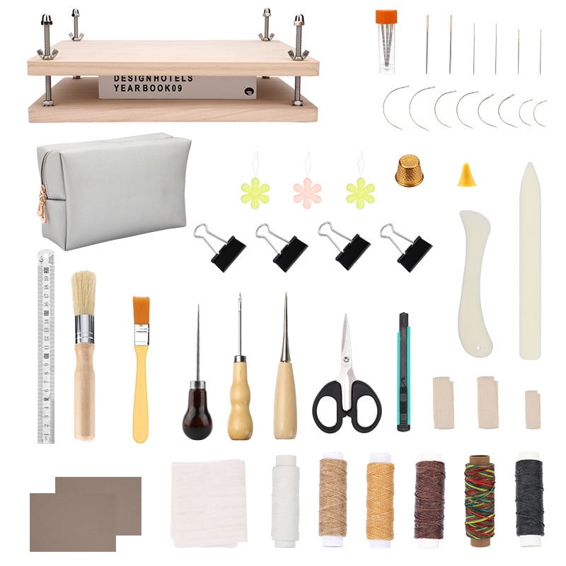 CSONGAZA Book Binding Kit for Beginners Complete 52 Pcs, 11.6 x 7.7 Inch BookPress with Premium Tools, Bone Folder, Cloth, Wax Thread & Storage Bag, Ideal for DIY Bookmaking & Book Repair