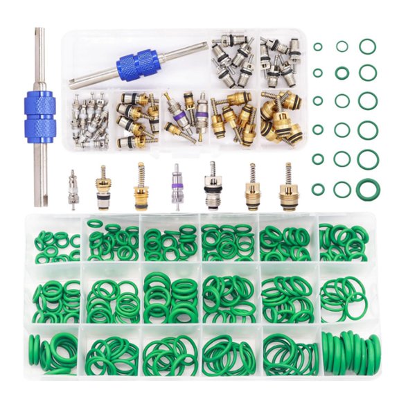 CSONGAZA Car AC Service Kit 40pcs/102pcs Valve Cores + 270 O-Rings + Tools R12/R134a Compatible Nitrile Rubber Seals for Repair, Maintenance