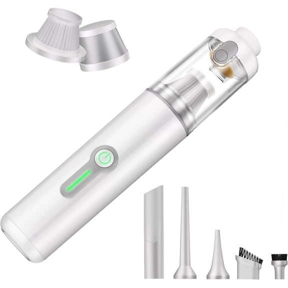 CSONGAZA Cordless Car Vacuum, 4-in-1 Portable Vacuum, 20,000Pa Suction Power, 3 Sunction Modes, HEPA Filter, Vacuuming, Blowing, Inflating, Pumping, Quick Charging for Home, Office, Camping, White