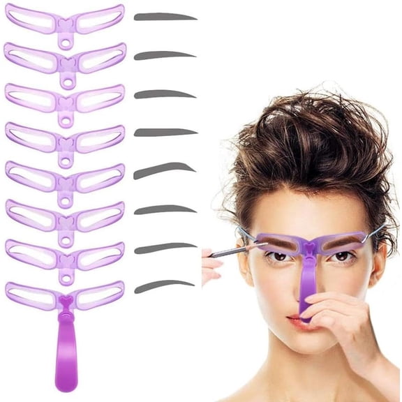 CSONGAZA Eyebrow Stencil for Beginners, 8 Styles Eyebrow Shaper Kit with Eyebrow Brush and Brow Razor Trimmer, Reusable DIY Eyebrow Stencils Template