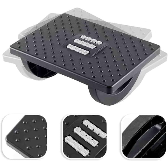 CSONGAZA Foot Rest Under Desk, Larger Size Office Desk Footrest,Rocking Foot Nursing Stool,Rocker Balance Board,Ergonomic Design for Posture Support, Office and Home Use ((Black))