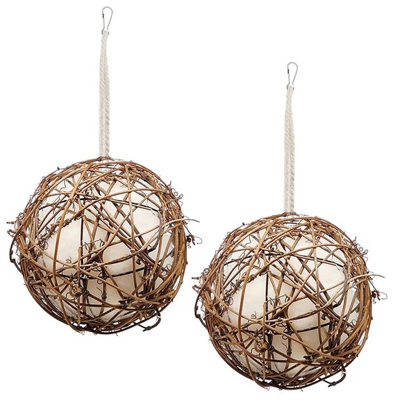 CSONGAZA Gute Globe Hummingbird Nesters, Hummingbird Nesting Houses Set of 2, Bird Nesting Materials Holder, Refillable Balls Bird Nesting Station for Outdoor Wild Birds Wrens Finches Parrot (Small)