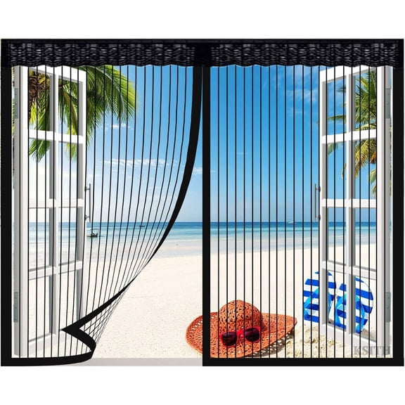 CSONGAZA Magnetic Window Net, Transparent Washable Automatically Seal Mesh Window, Easy to Install Without Drilling, for Any Kind of Windows- Black-A|| 66x76inch(170x195cm)